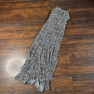 Skylar + Madison Black White Printed Ruffle Maxi Dress